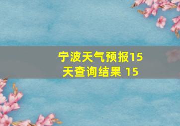 宁波天气预报15天查询结果 15